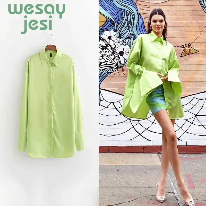 Women bright blouses shirt long sleeve turn down collar shirts female button cute casual loose tops blusas oversized
Women bright blouses shirt long sleeve turn down collar shirts female button cute casual loose tops blusas oversized