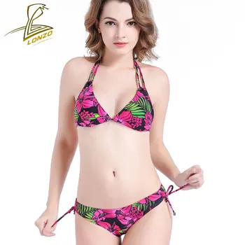 LONZO Women Floral Print Sexy Swimwear Halter Triangle Bikinis Hot Spring Bath Suits Biquini Elegant Drawstring Swimsuits LSWB08 
LONZO Women Floral Print Sexy Swimwear Halter Triangle Bikinis Hot Spring Bath Suits Biquini Elegant Drawstring Swimsuits LSWB08
