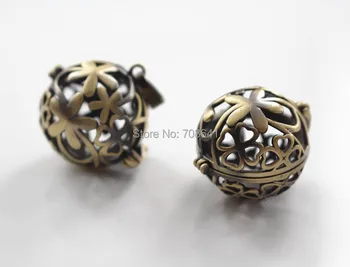 Brushed Bronze tone Lucky Flower Chiming Ball Locket Cage Pendant Essential Oil Diffuser Hollow Filigree Locket DIY Findings 
Brushed Bronze tone Lucky Flower Chiming Ball Locket Cage Pendant Essential Oil Diffuser Hollow Filigree Locket DIY Findings