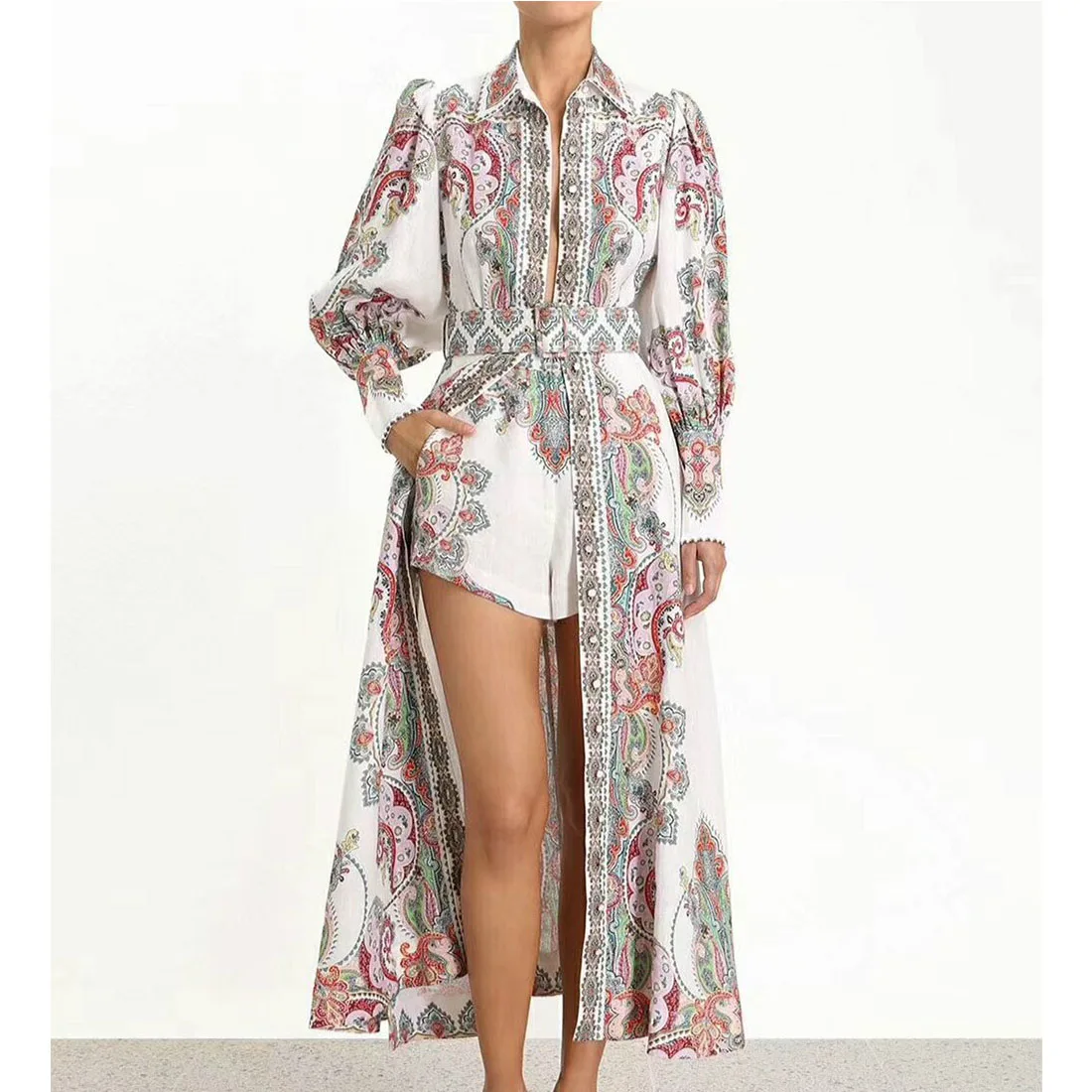Fashion Boho Printed Maxi Long Dress Women Buttons Sexy Split Dresses Luxury Belt Long Sleeves Party Vestidos Designer Clothing
Fashion Boho Printed Maxi Long Dress Women Buttons Sexy Split Dresses Luxury Belt Long Sleeves Party Vestidos Designer Clothing
