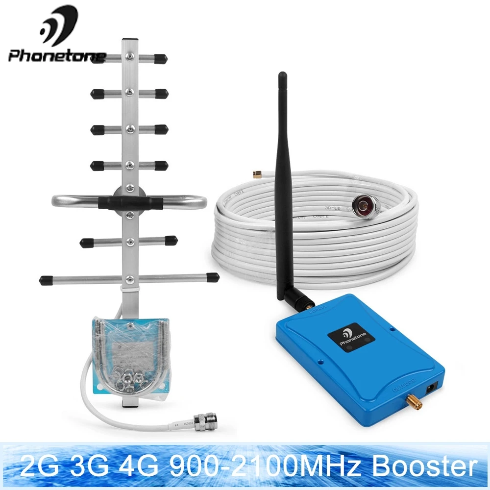 

GSM 900Mhz 3G WCDMA 2100MHz Dual Band Cellphone Cellular Signal Booster GSM 900 2100 UMTS Signal Repeater Amplifier#45 with yagi