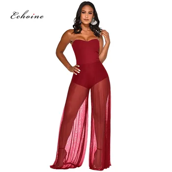 Echoine Women Jumpsuit Sexy See Through Mesh Patchwork Strapless Off Shoulder Loose Long Wide Leg Pants Fashion Rompers Clothes
Echoine Women Jumpsuit Sexy See Through Mesh Patchwork Strapless Off Shoulder Loose Long Wide Leg Pants Fashion Rompers Clothes