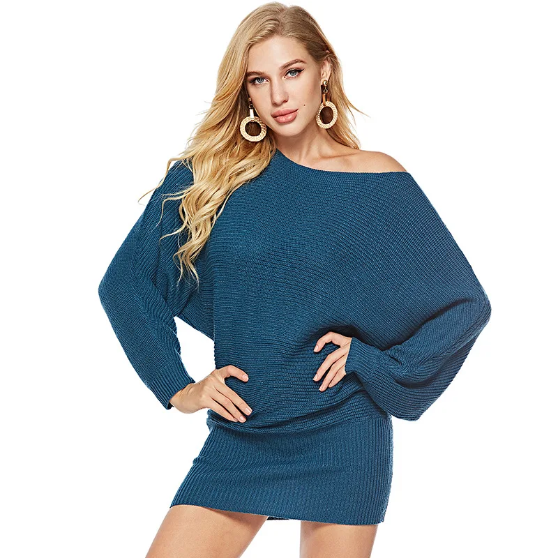 2019 New Slash Neck Knit Dress Plus Size Women's Bat Sleeve Women's Sweater AD029
2019 New Slash Neck Knit Dress Plus Size Women's Bat Sleeve Women's Sweater AD029