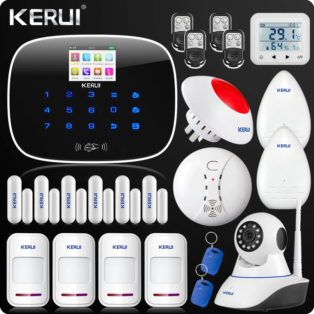 

Kerui GSM G19 App Control Wireless Home Security Alarm System Wifi IP Camera SMS RFID Autodial SMS Detector