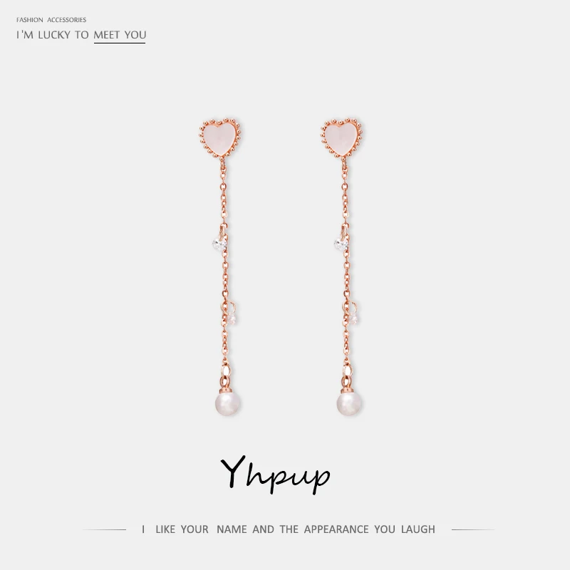 Yhpup New Trendy Copper Natural Shell CZ Long Chain Dangle Earrings Heart Imitation Pearl Rose Gold S925 Jewelry for Women Party
Yhpup New Trendy Copper Natural Shell CZ Long Chain Dangle Earrings Heart Imitation Pearl Rose Gold S925 Jewelry for Women Party