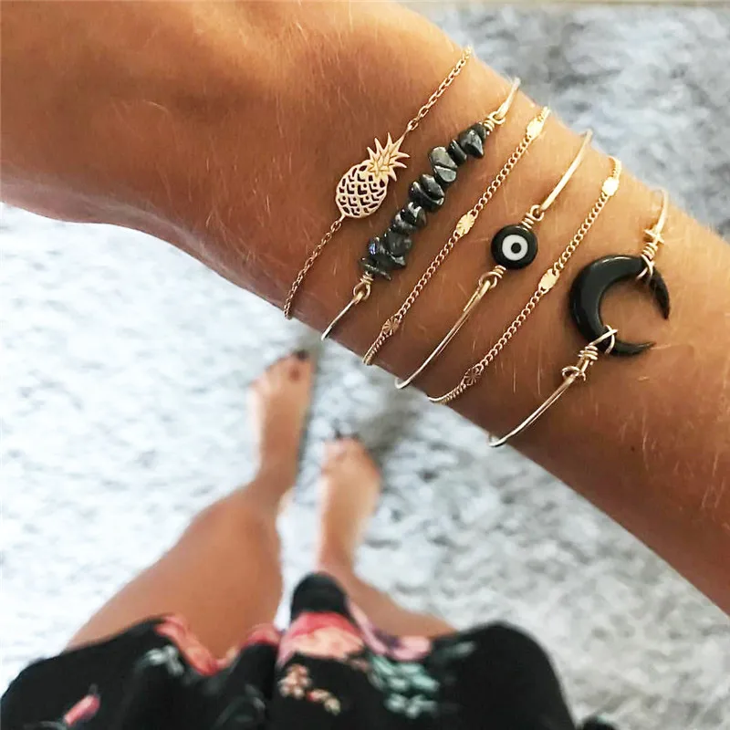 GIVVLLRY 6 pcs/set Bohemian Bracelets for Women Vintage Ethnic Punk Blakc Resin Stone Beaded New Moon Pineapple Charm Bracelets
GIVVLLRY 6 pcs/set Bohemian Bracelets for Women Vintage Ethnic Punk Blakc Resin Stone Beaded New Moon Pineapple Charm Bracelets