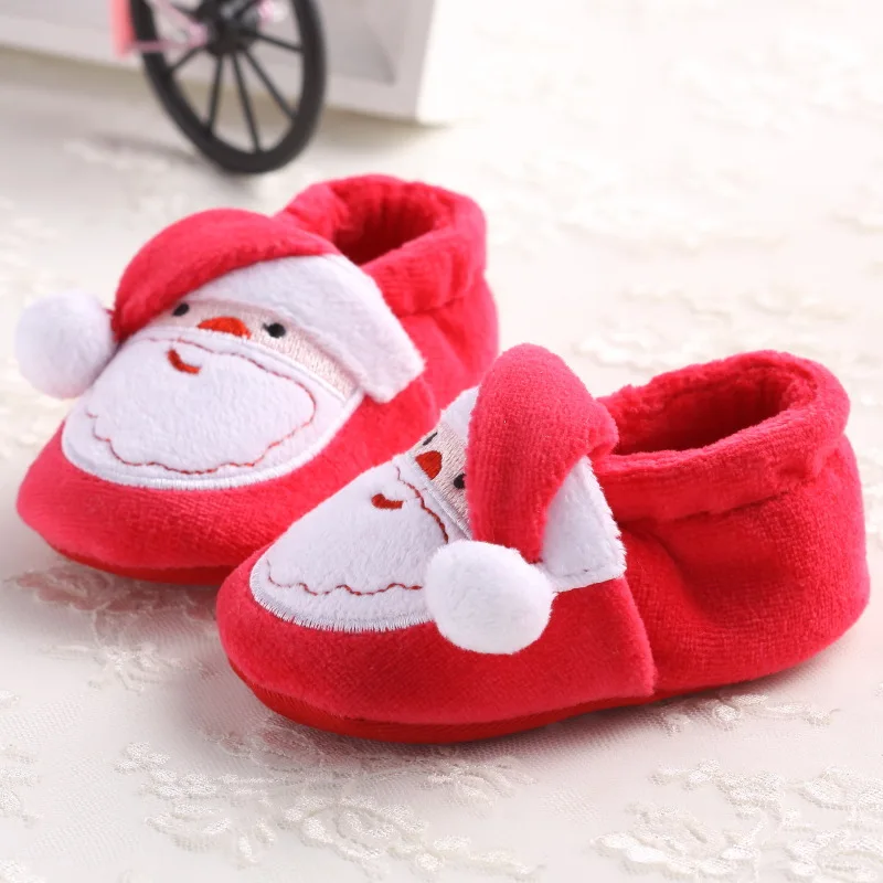 2020 New Christmas Baby Shoes Baby Boys Girls Winter Warm Santa Claus First Walkers Cute Xmas Baby Boots DS9