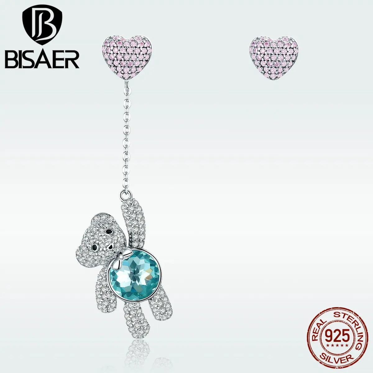 Love Teddy Bear Earrings 925 Sterling Silver Pink CZ Heart Balloon Blue Crystal Bear Drop Earrings For Girl Birthday Gift HSE388
Love Teddy Bear Earrings 925 Sterling Silver Pink CZ Heart Balloon Blue Crystal Bear Drop Earrings For Girl Birthday Gift HSE388