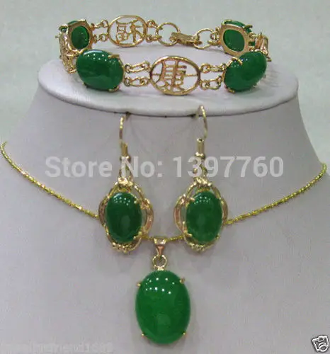 Hot sell -@> Miss charm Jew.187 New inlay green jade bracelet earrings pendant necklace Set Natural jewelry -Top quality free sh
Hot sell -@> Miss charm Jew.187 New inlay green jade bracelet earrings pendant necklace Set Natural jewelry -Top quality free sh