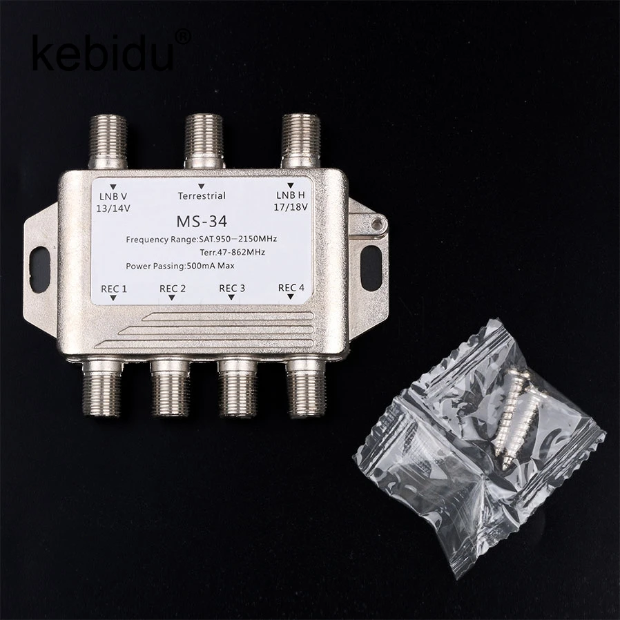 Kebidu 3 in 4 Out MS34EZ Satellite MultiSwitch Splitter FTA TV LNB Switch Cascade 3x4 satellite Multiswitch For DVB-S2 DVB-T2
Kebidu 3 in 4 Out MS34EZ Satellite MultiSwitch Splitter FTA TV LNB Switch Cascade 3x4 satellite Multiswitch For DVB-S2 DVB-T2