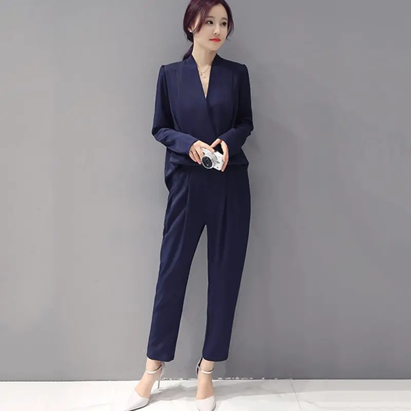 Elegant Korean Style Women Suit Office Lady OL V Neck Blouse Plain Pants Summer 2019 Autumn Solid Female Sets
Elegant Korean Style Women Suit Office Lady OL V Neck Blouse Plain Pants Summer 2019 Autumn Solid Female Sets