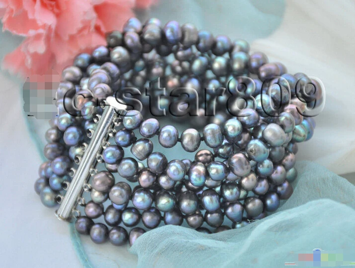 P5367 8row 8" 7mm Peacock Black Round Freshwater Cultured Pearl Bracelet Magnet@^Noble style Natural Fine jewe SHIPPING new >>fr
P5367 8row 8" 7mm Peacock Black Round Freshwater Cultured Pearl Bracelet Magnet@^Noble style Natural Fine jewe SHIPPING new >>fr