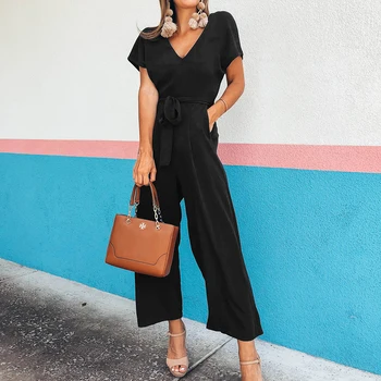 2019 New Casual Solid Women V-Neck Jumpsuit Female Office Lady Overall Ankle-Length Wide Leg Pants Pockets Sashes Rompers GV364
2019 New Casual Solid Women V-Neck Jumpsuit Female Office Lady Overall Ankle-Length Wide Leg Pants Pockets Sashes Rompers GV364
