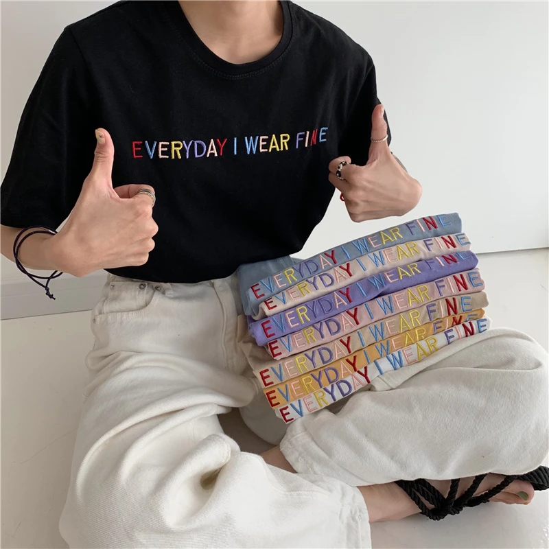 8 colors 2019 summer korean style colorful letter embroidery short sleeve t-shirts womens tee shirt femme women tops (J6024)
8 colors 2019 summer korean style colorful letter embroidery short sleeve t-shirts womens tee shirt femme women tops (J6024)
