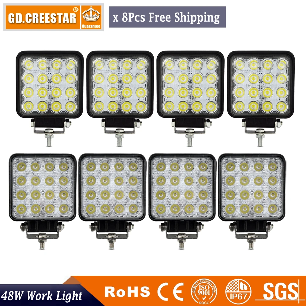 48Watts 4inch Square Led Work Light Flood Spot Led Driving Light for 4WD 4x4 Offroad Truck Boat Marine 12V 24V Fog Lamp x8pcs
48Watts 4inch Square Led Work Light Flood Spot Led Driving Light for 4WD 4x4 Offroad Truck Boat Marine 12V 24V Fog Lamp x8pcs
