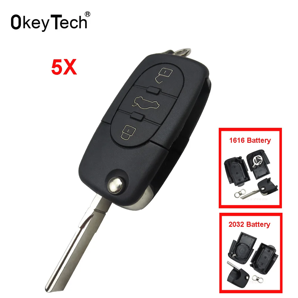 OkeyTech 5pcs/lot 3 Button Flip Folding Remote Car CR1612/CR2032 Fob Uncut Blade Auto Key Shell Case for Audi A2 A3 A4 A6 A8 TT
OkeyTech 5pcs/lot 3 Button Flip Folding Remote Car CR1612/CR2032 Fob Uncut Blade Auto Key Shell Case for Audi A2 A3 A4 A6 A8 TT