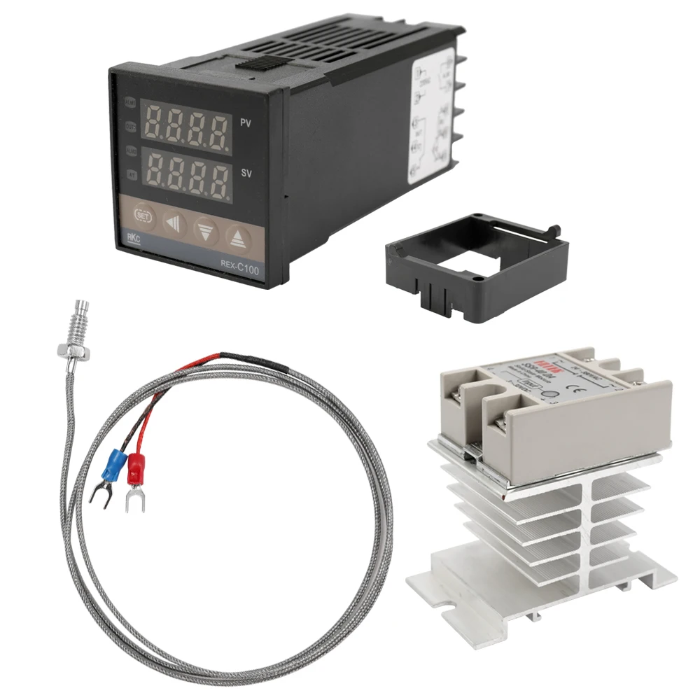 Dual Digital PID Temperature Controller Thermostat REX-C100 Thermocouple SSR-40DA Solid Relay Programmable Thermostats
Dual Digital PID Temperature Controller Thermostat REX-C100 Thermocouple SSR-40DA Solid Relay Programmable Thermostats