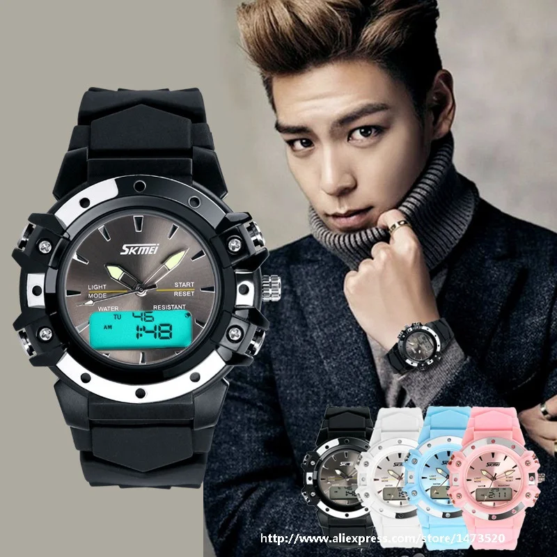 Skmei 0821 силиконовый ремешок для часов Dual Time повседневные цифровые женские/мужские