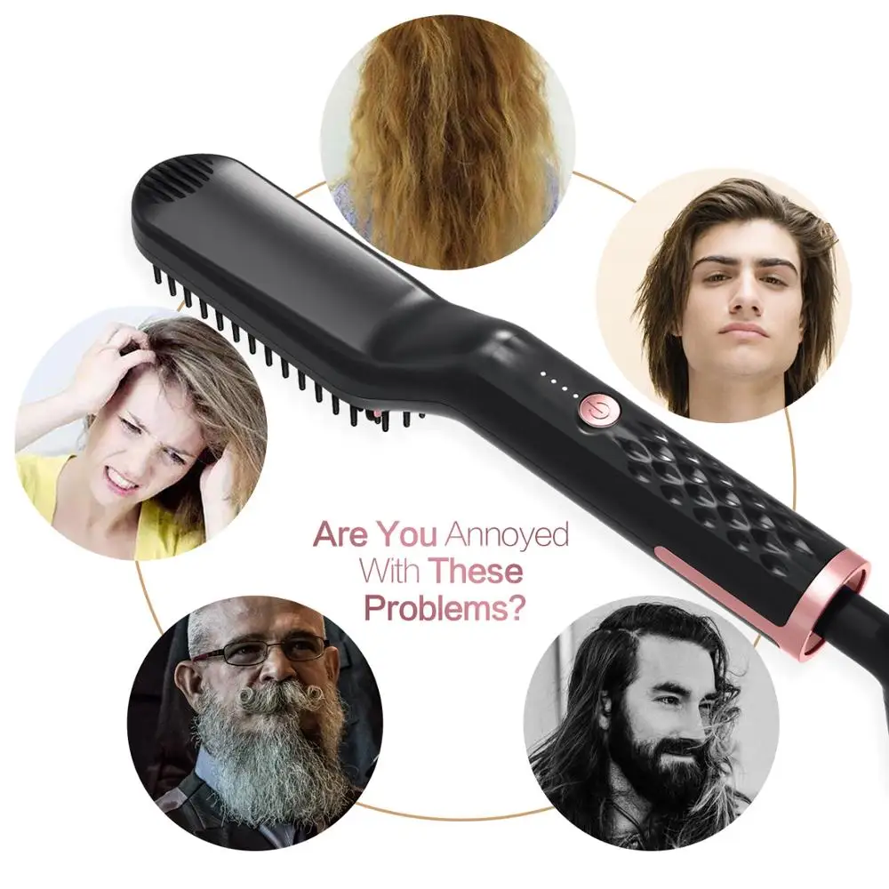 Hair Straightener Brush Quick Heater Ionic Electric Straightener Curls Comb Multifunctional Styling Beard Straightening Brush
Hair Straightener Brush Quick Heater Ionic Electric Straightener Curls Comb Multifunctional Styling Beard Straightening Brush