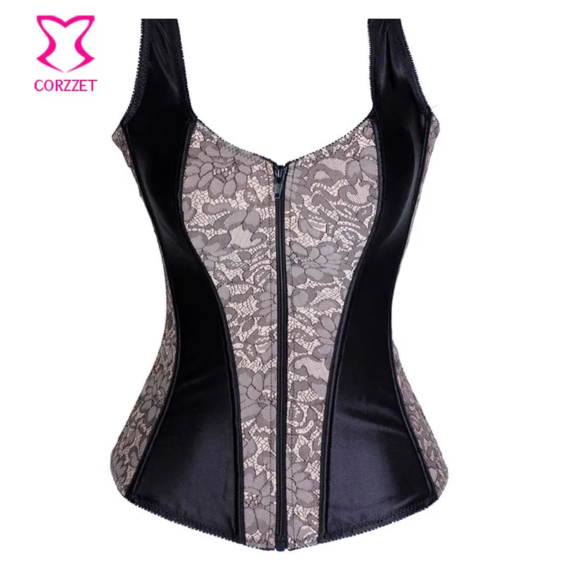 Beige Jacquard Corsets and Bustiers gothic clothing Overbust Corset tops Zipper Sexy espartilhos e corpetes corsets corsage
Beige Jacquard Corsets and Bustiers gothic clothing Overbust Corset tops Zipper Sexy espartilhos e corpetes corsets corsage