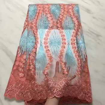 Peach Blue New French Milk Silk Net Lace Fabric 2019 High Quality African Tulle Lace Fabric With Rhinestone For Nigerian Wedding 
Peach Blue New French Milk Silk Net Lace Fabric 2019 High Quality African Tulle Lace Fabric With Rhinestone For Nigerian Wedding