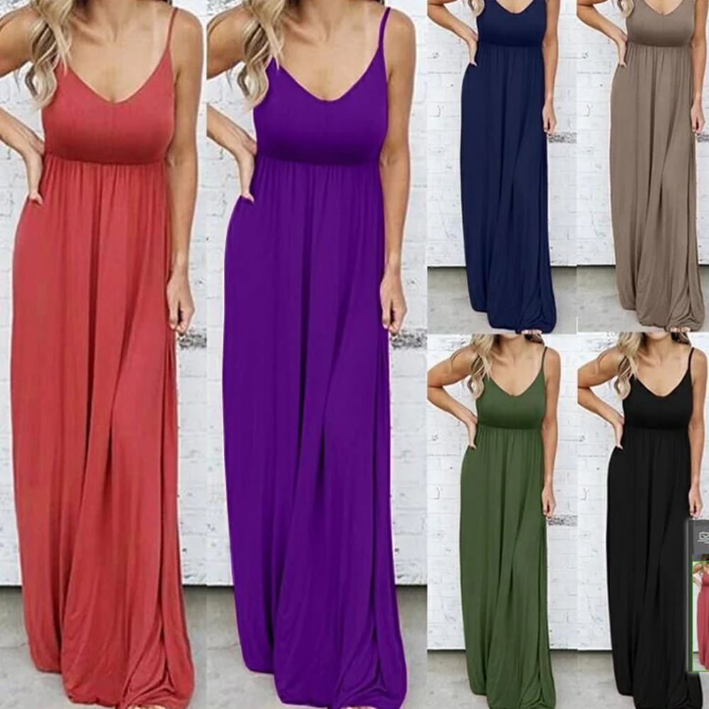 Sexy Dress Women Fashion Summer Dress Sleeveless Solid Color Maxi Dress Causal Holiday Beach Party Long Dress For Women 
Sexy Dress Women Fashion Summer Dress Sleeveless Solid Color Maxi Dress Causal Holiday Beach Party Long Dress For Women