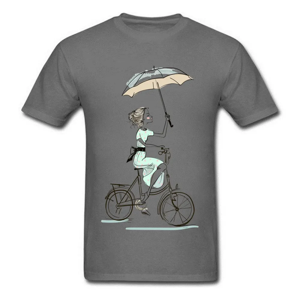 umbrellas girl riding a bicycle Fitted Men T Shirts Crewneck Short Sleeve All Cotton Tops & Tees Fitness Tight Tees umbrellas girl riding a bicycle carbon