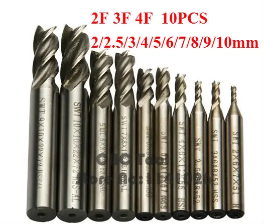New 10pcs/set HSS End Mill 2/3/4 Blades Flute CNC Tools Diameter 2mm-10mm Flute Milling Cutter Router Bit CNC mill Drill Bit
New 10pcs/set HSS End Mill 2/3/4 Blades Flute CNC Tools Diameter 2mm-10mm Flute Milling Cutter Router Bit CNC mill Drill Bit