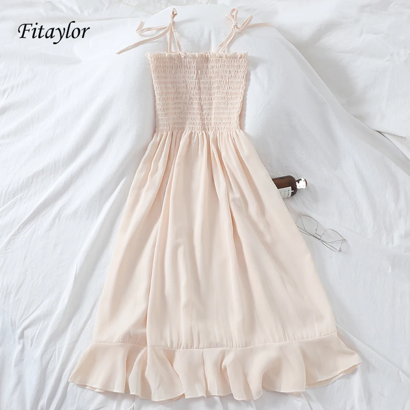 Fitaylor 2019 Girl Sundress Spaghetti Strap High Waist Ruffles Hem Splice Pink Beige 4 Solid Colors Elegant Women Summer Dress
Fitaylor 2019 Girl Sundress Spaghetti Strap High Waist Ruffles Hem Splice Pink Beige 4 Solid Colors Elegant Women Summer Dress