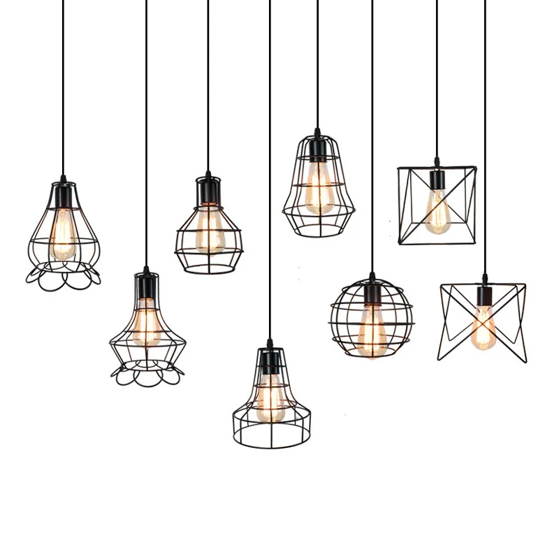 Vintage Black Metal Pendant Light Industrial Hanging Loft Pendant Lamp Retro Suspension Indoor Pendant Lights Bar Restaurant Dining Room (9)