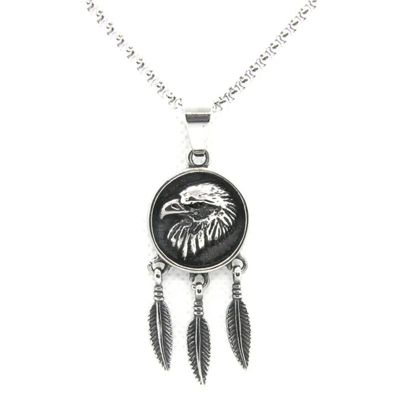 

Support Dropship New Design Feather Eagle Pendant 316L Stainless Steel Fashion Jewelry Aimal Eagle Hawk Pendant