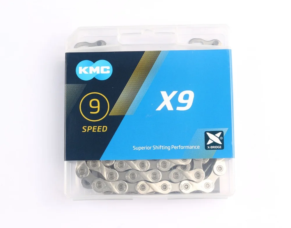 

KMC X9 X9.93 MTB Road Bike Silver Chain 116L 9 Speed Bicycle Chain Magic Button Mountain With Original box for Shimano/SRAM