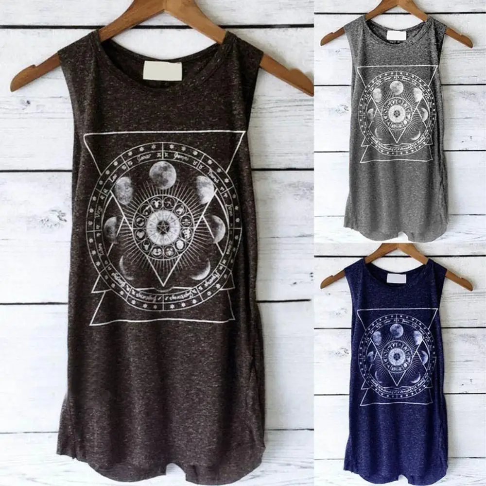 Summer Tank Top Women Casual O-neck Sleeveless Vest gym Tank Top Moon Flower Print Loose Tunic Sexy Top Women Tops Summer
Summer Tank Top Women Casual O-neck Sleeveless Vest gym Tank Top Moon Flower Print Loose Tunic Sexy Top Women Tops Summer