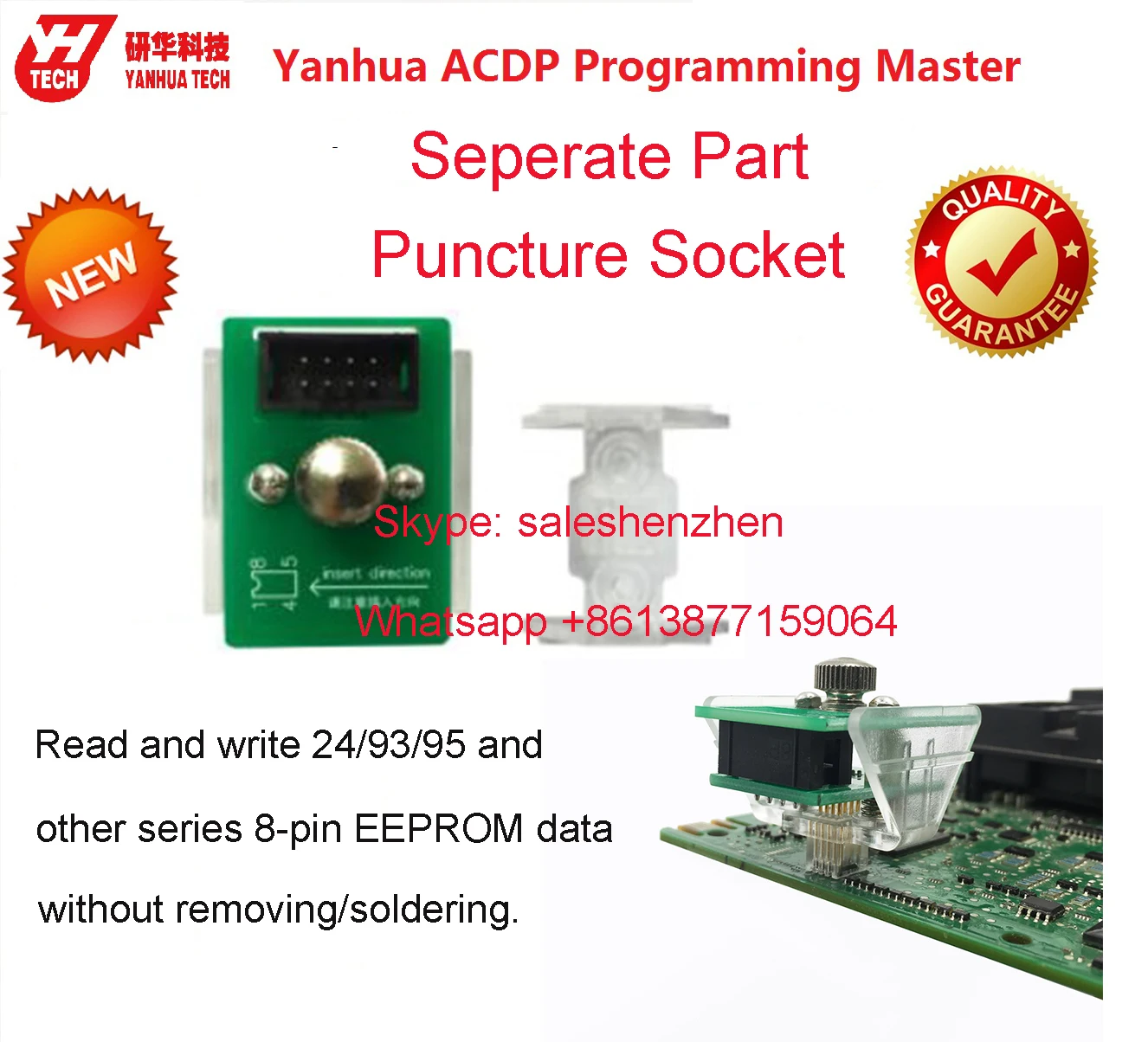 Seperate Part! New puncture socket for Yanhua Mini ACDP read and write 24/93/95 8-pin EEPROM data without removing/soldering
Seperate Part! New puncture socket for Yanhua Mini ACDP read and write 24/93/95 8-pin EEPROM data without removing/soldering