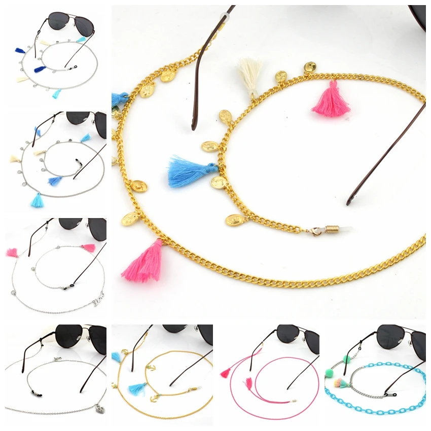 10pc/lot Fashin Tassels Metal Sunglasses Chain Neck Cord Holder Gold Silver Eyeglass Lanyard with Tassel Pendents
10pc/lot Fashin Tassels Metal Sunglasses Chain Neck Cord Holder Gold Silver Eyeglass Lanyard with Tassel Pendents