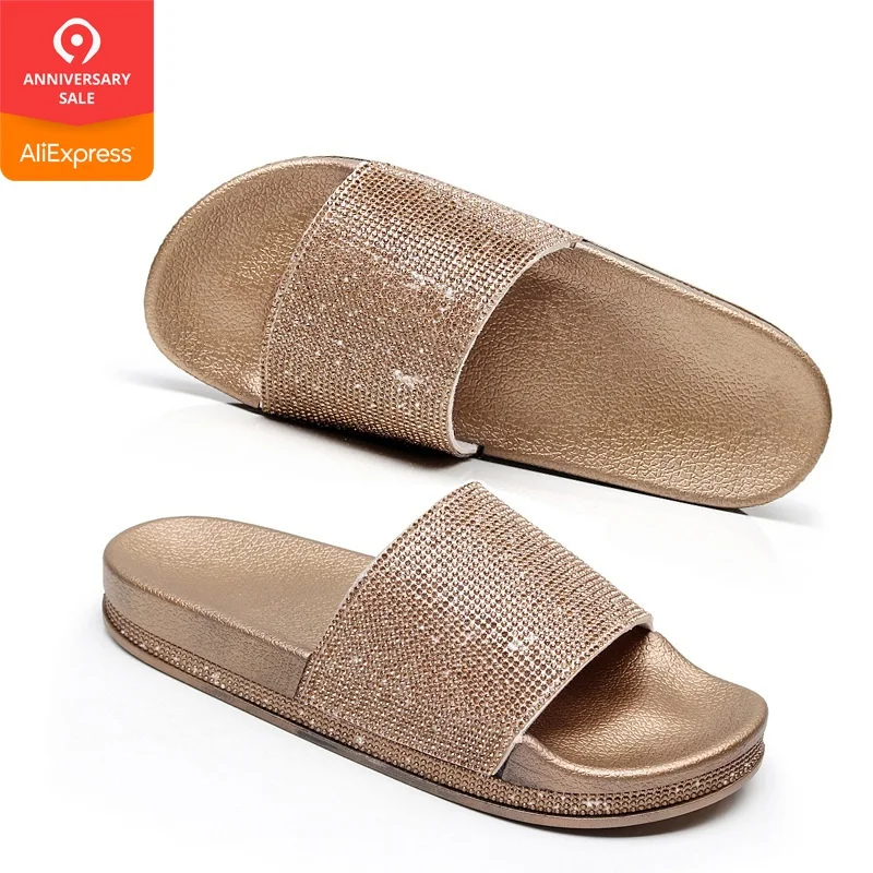 home slippers woman sandals ladies 2018 summer gold slippers drill sequins anti-slip wear-resistant thick-soled fashion slides 
home slippers woman sandals ladies 2018 summer gold slippers drill sequins anti-slip wear-resistant thick-soled fashion slides