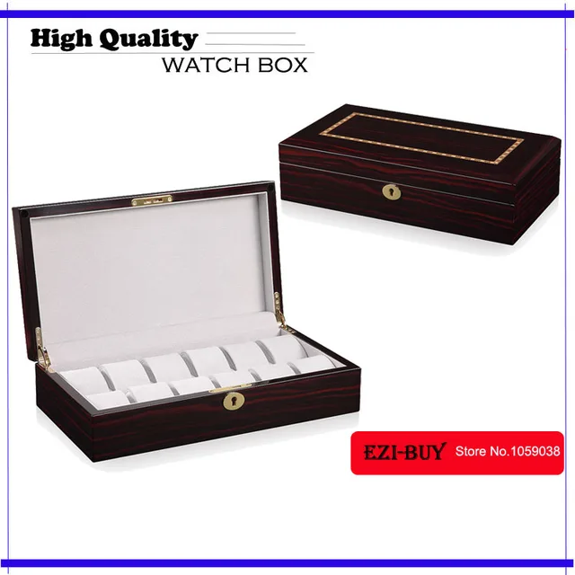 high-end 12 grid watch box redwood colour piano lacquer watch