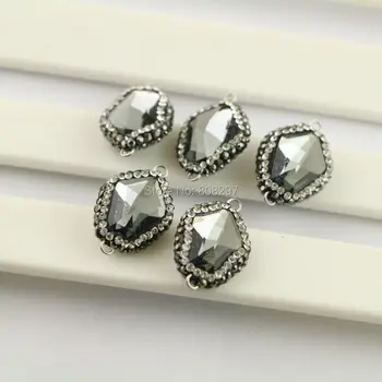 10Pcs Polygon Shape Faceted Crystal Glass Connector Beads, with Crystal Paved Glass Beads Charms, For Jewelry Making
10Pcs Polygon Shape Faceted Crystal Glass Connector Beads, with Crystal Paved Glass Beads Charms, For Jewelry Making