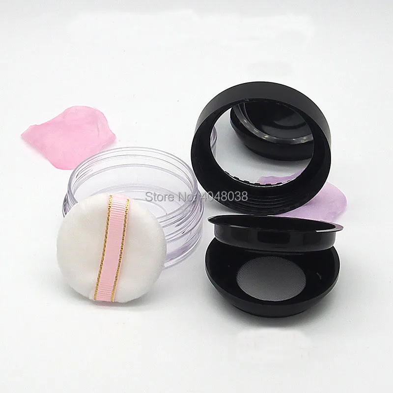Elasticated Net Loose Powder Compact DIY Empty Shading Powder Case with Mirror Rotatable Cap Dia 67mm Cosmetic Container (3)