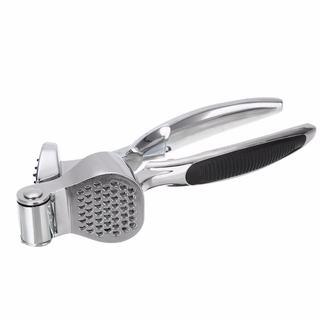 Stainless Steel Heavy Duty Garlic Press Crusher Slicer Tool Non-slip Grip Multi-functional Ginger Crusher Kitchen Tool