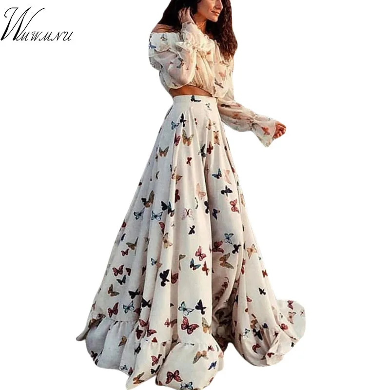 Chic Boho Ruffle Print Long Dress Women Slash Neck Off-shoulder Spring Sundress Lady Casual High Waist Beach Maxi Dress Vestidos
Chic Boho Ruffle Print Long Dress Women Slash Neck Off-shoulder Spring Sundress Lady Casual High Waist Beach Maxi Dress Vestidos