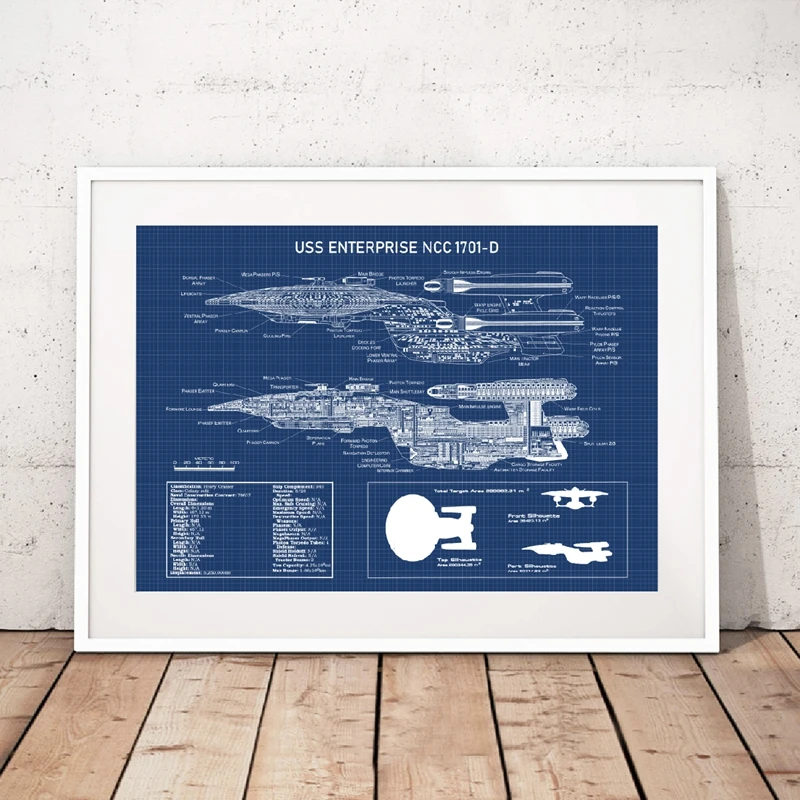 USS Enterprise NCC -1701-D Blueprint Star Trek Poster Art Canvas Prints Star Fleet Spaceship Canvas Painting Boys Room Decor
USS Enterprise NCC -1701-D Blueprint Star Trek Poster Art Canvas Prints Star Fleet Spaceship Canvas Painting Boys Room Decor