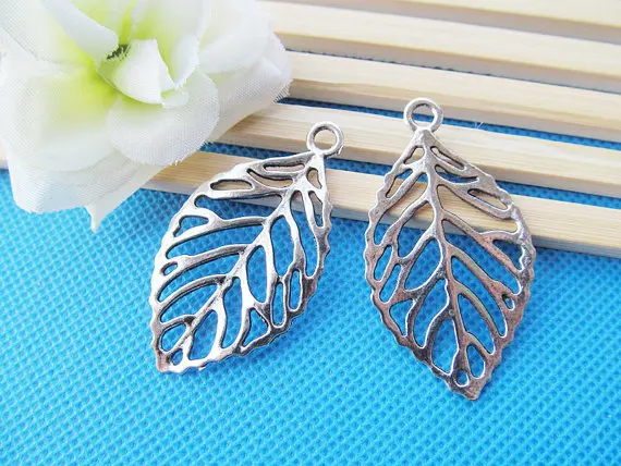 

15pcs 27mmx49mm Antique Silver tone/Antique Bronze Hollow Large Leaf Pendant Charm/Finding,DIY Accessory Jewellry Making