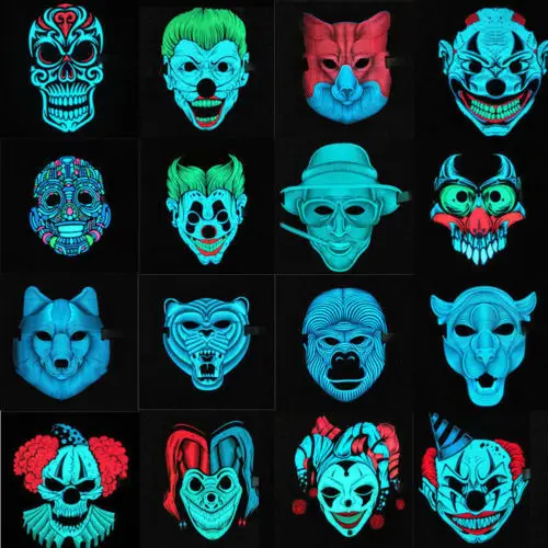 New LED Mask The PURGE Movie EL Wire DJ Party Festival Halloween Glow | Дом и сад