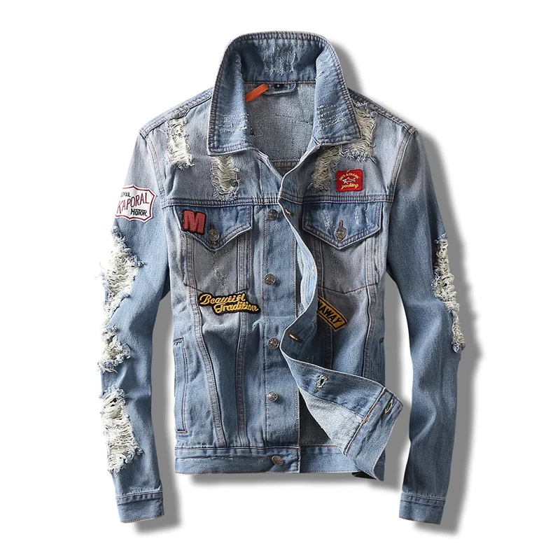 ABOORUN Hi Street Mens Fashion Denim Jackets Broken Patchwork Slim fit Jeans Coat Spring Autumn Streetwear Coat for Male x1345
ABOORUN Hi Street Mens Fashion Denim Jackets Broken Patchwork Slim fit Jeans Coat Spring Autumn Streetwear Coat for Male x1345