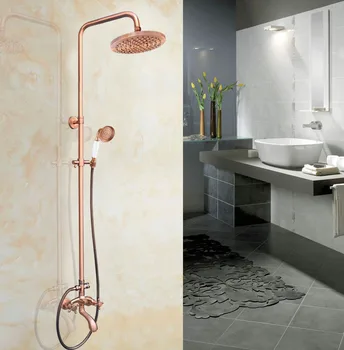 Antique Red Copper Bathroom 8" Rainfall Shower Head Bathtub Faucet Bath Shower Faucet Set with Handheld Shower zrg506
Antique Red Copper Bathroom 8" Rainfall Shower Head Bathtub Faucet Bath Shower Faucet Set with Handheld Shower zrg506