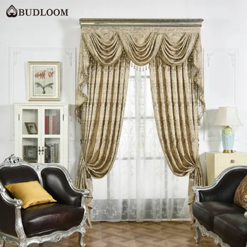 Budloom european style luxury jacquard valance for living room golden classic curtain for villa window shading decoration
Budloom european style luxury jacquard valance for living room golden classic curtain for villa window shading decoration