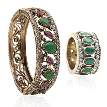 Ethnic Women Resin Carve Bangle Ring Turkish Bride Modelling Concise Vintage Jewelry Sets Round Cuff Bracelet Arabia Wide Ring
Ethnic Women Resin Carve Bangle Ring Turkish Bride Modelling Concise Vintage Jewelry Sets Round Cuff Bracelet Arabia Wide Ring