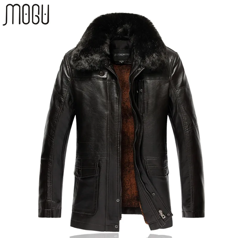 MOGU кожаная куртка с меховым воротником для мужчин большие размеры 7XL