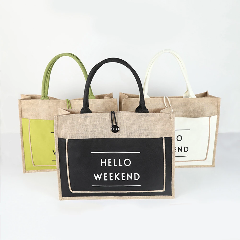 Women Linen Tote Large Capacity Casual Square Handbag Vintage Ladies Letter Printed Beach Shoulder Shopping Bag
Women Linen Tote Large Capacity Casual Square Handbag Vintage Ladies Letter Printed Beach Shoulder Shopping Bag